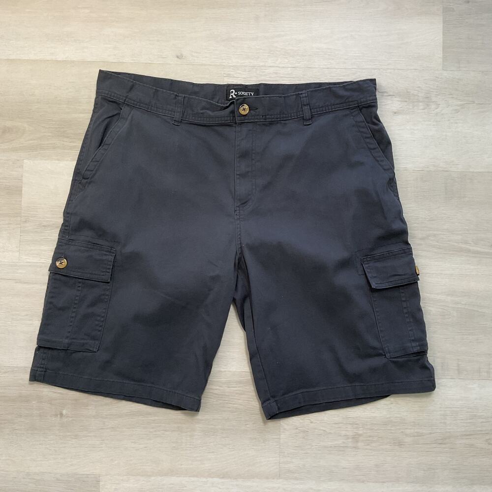 R society Mens Cargo Shorts Black 42